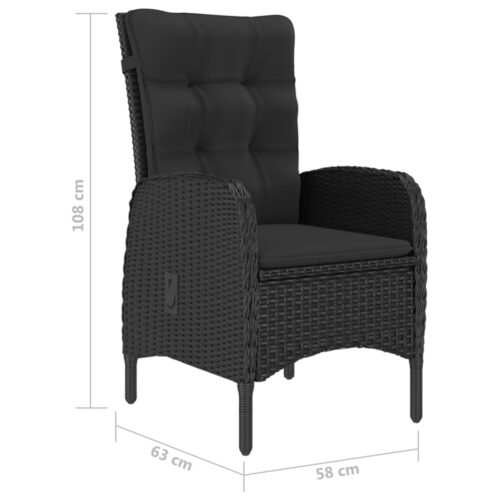 3-Piece Garden Dining Set Poly Rattan Wicker Outdoor Patio Furniture Acacia Wood Black - Image 10