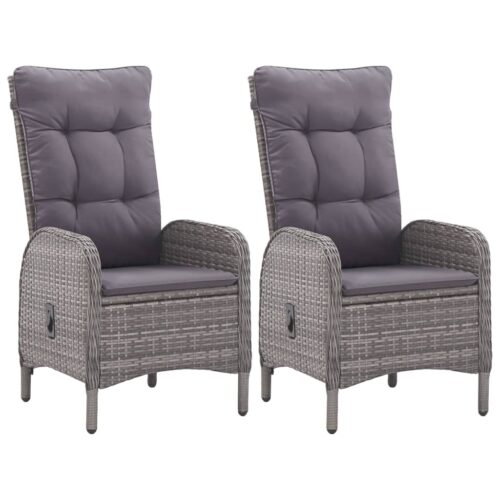 3-Piece Garden Dining Set Poly Rattan Wicker Outdoor Patio Furniture Acacia Wood Grey - Image 2