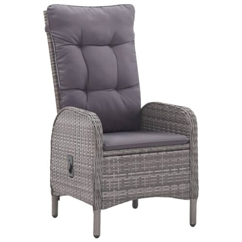 3-Piece Garden Dining Set Poly Rattan Wicker Outdoor Patio Furniture Acacia Wood Grey - Image 3