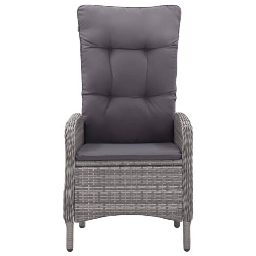3-Piece Garden Dining Set Poly Rattan Wicker Outdoor Patio Furniture Acacia Wood Grey - Image 4