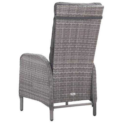 3-Piece Garden Dining Set Poly Rattan Wicker Outdoor Patio Furniture Acacia Wood Grey - Image 6
