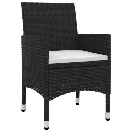 3-Piece Garden Dining Set Poly Rattan Wicker Outdoor Patio Furniture Glass - Image 2