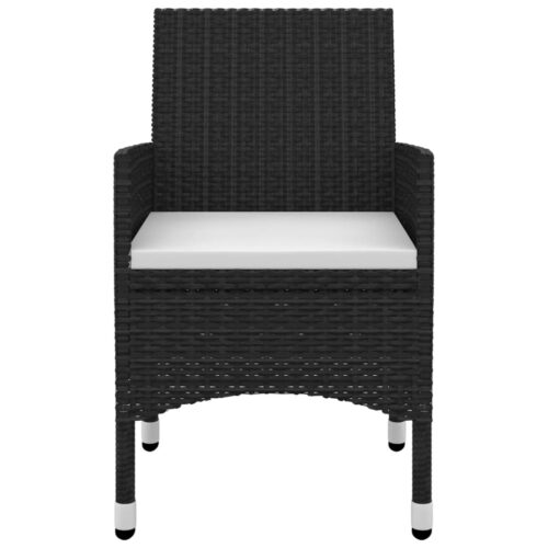 3-Piece Garden Dining Set Poly Rattan Wicker Outdoor Patio Furniture Glass - Image 3