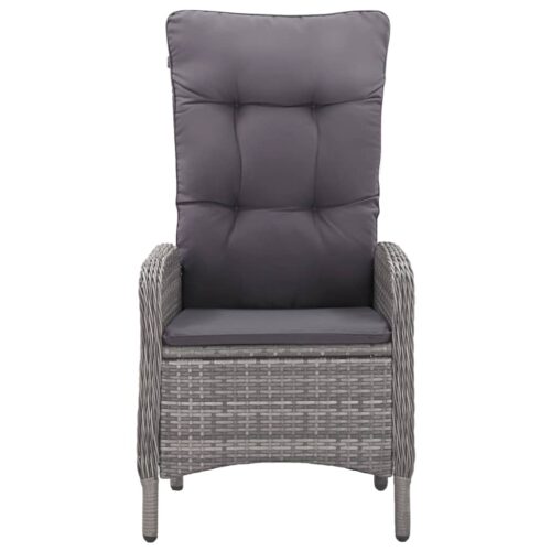 3-Piece Garden Dining Set Poly Rattan Wicker Outdoor Patio Furniture Glass Grey - Image 4