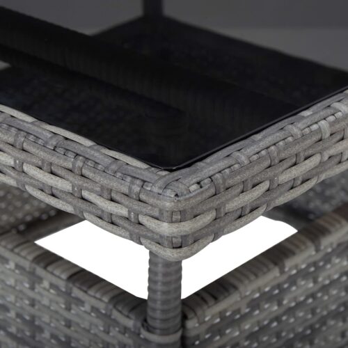 3-Piece Garden Dining Set Poly Rattan Wicker Outdoor Patio Furniture Glass Grey - Image 10