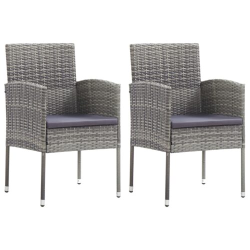 3-Piece Garden Dining Set Poly Rattan Wicker Outdoor Patio Furniture Anthracite - Image 2