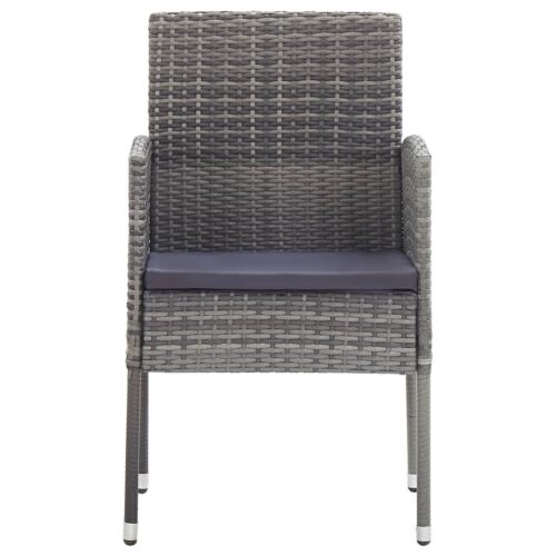 3-Piece Garden Dining Set Poly Rattan Wicker Outdoor Patio Furniture Anthracite - Image 4