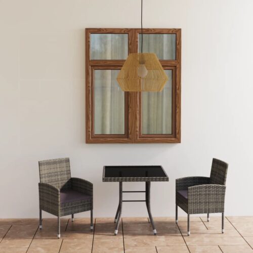 3-Piece Garden Dining Set Poly Rattan Wicker Outdoor Patio Furniture Anthracite - Image 9