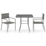 3-Piece Garden Dining Set Poly Rattan Wicker Outdoor Patio Furniture Anthracite & Grey