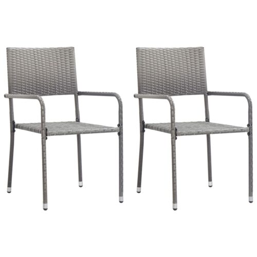 3-Piece Garden Dining Set Poly Rattan Wicker Outdoor Patio Furniture Anthracite & Grey - Image 2