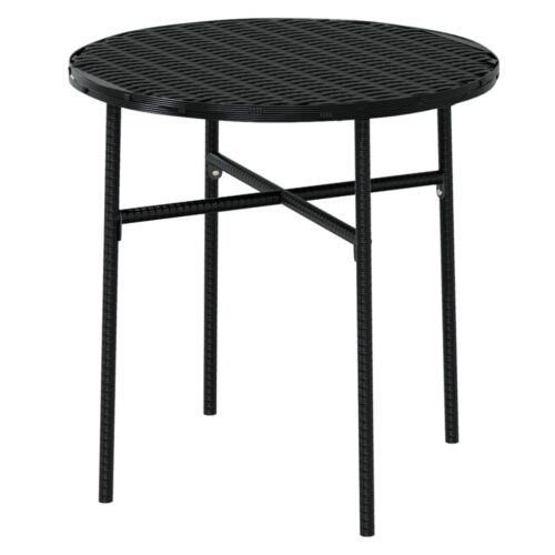 3-Piece Garden Dining Set Poly Rattan Wicker Outdoor Patio Furniture Black - Image 4