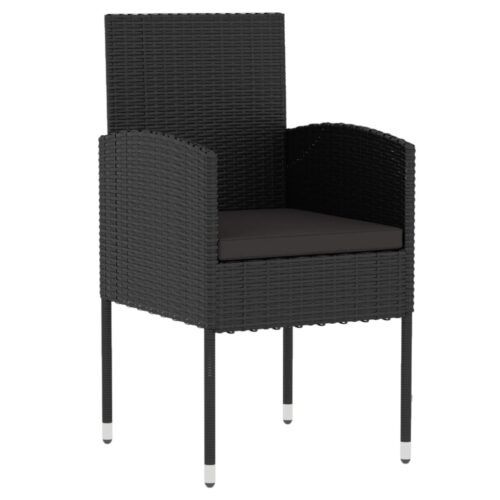 3-Piece Garden Dining Set Poly Rattan Wicker Outdoor Patio Furniture Black - Image 2