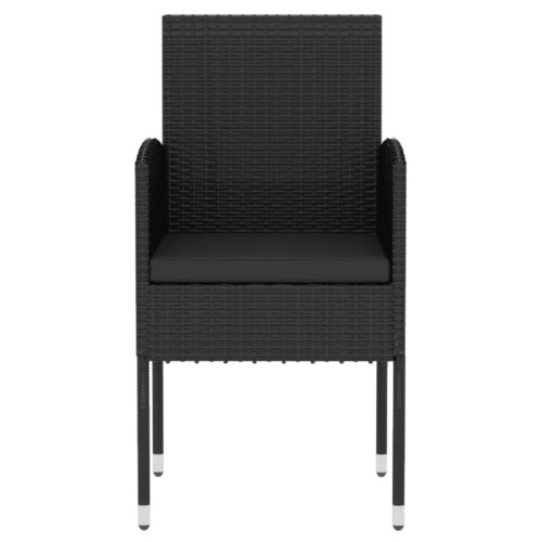 3-Piece Garden Dining Set Poly Rattan Wicker Outdoor Patio Furniture Black - Image 3