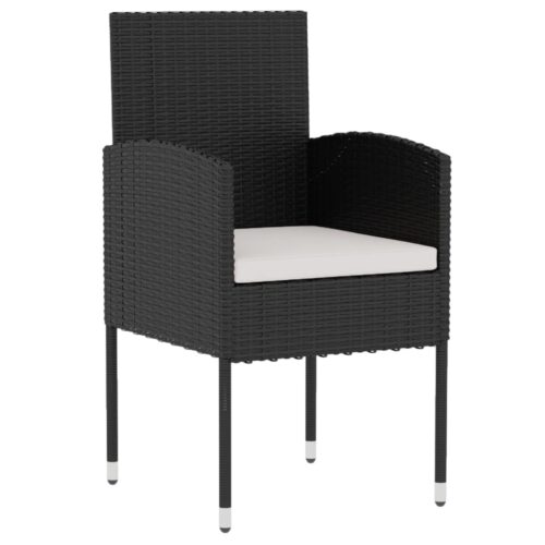 3-Piece Garden Dining Set Poly Rattan Wicker Outdoor Patio Furniture Black - Image 2