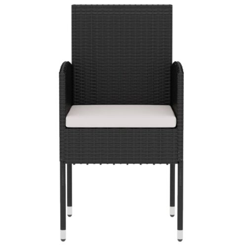 3-Piece Garden Dining Set Poly Rattan Wicker Outdoor Patio Furniture Black - Image 3