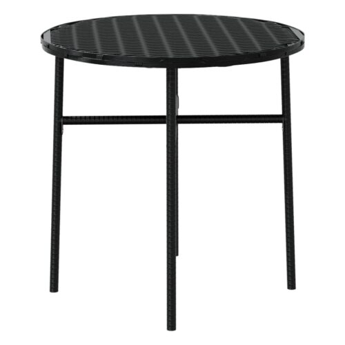 3-Piece Garden Dining Set Poly Rattan Wicker Outdoor Patio Furniture Black - Image 5