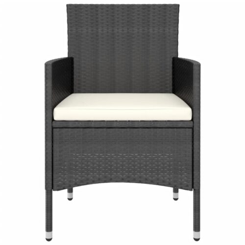 3-Piece Garden Dining Set Poly Rattan Wicker Outdoor Patio Furniture Black - Image 3