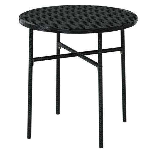 3-Piece Garden Dining Set Poly Rattan Wicker Outdoor Patio Furniture Black - Image 4