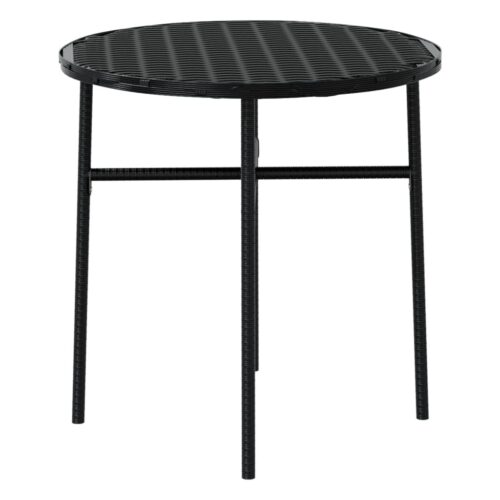 3-Piece Garden Dining Set Poly Rattan Wicker Outdoor Patio Furniture Black - Image 5