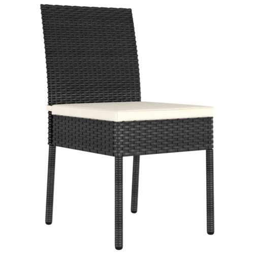 3-Piece Garden Dining Set Poly Rattan Wicker Outdoor Patio Furniture Black - Image 6