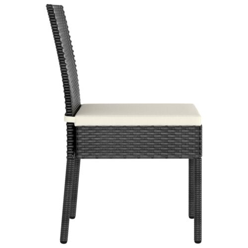 3-Piece Garden Dining Set Poly Rattan Wicker Outdoor Patio Furniture Black - Image 7