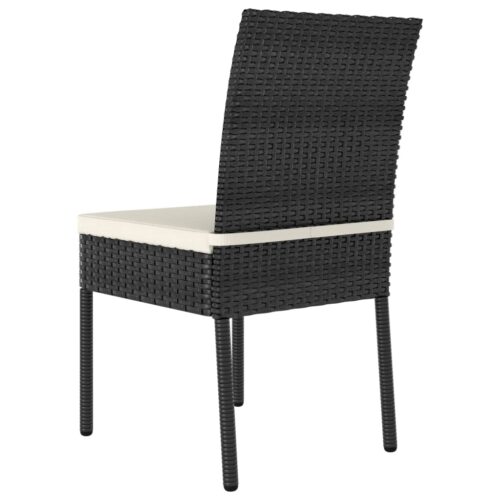3-Piece Garden Dining Set Poly Rattan Wicker Outdoor Patio Furniture Black - Image 8