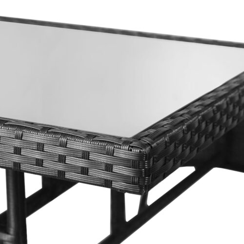 3-Piece Garden Dining Set Poly Rattan Wicker Outdoor Patio Furniture Black - Image 6