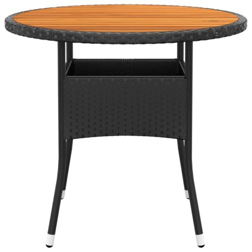 3-Piece Outdoor Dining Set Garden Patio Bistro Chairs Table Setting Rattan Black - Image 5