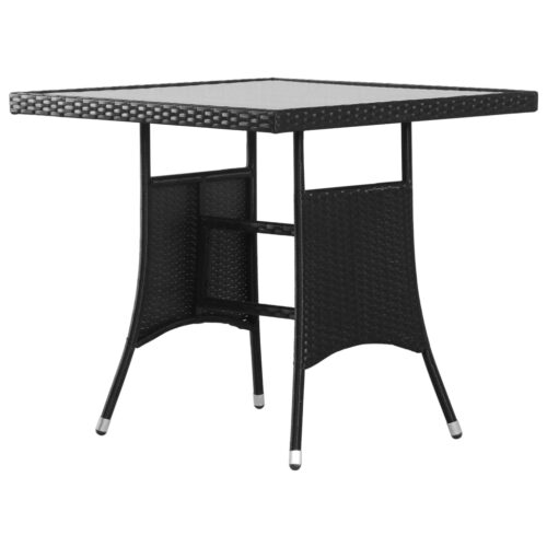 3-Piece Outdoor Dining Set Garden Patio Bistro Chairs Table Setting Rattan Black - Image 5