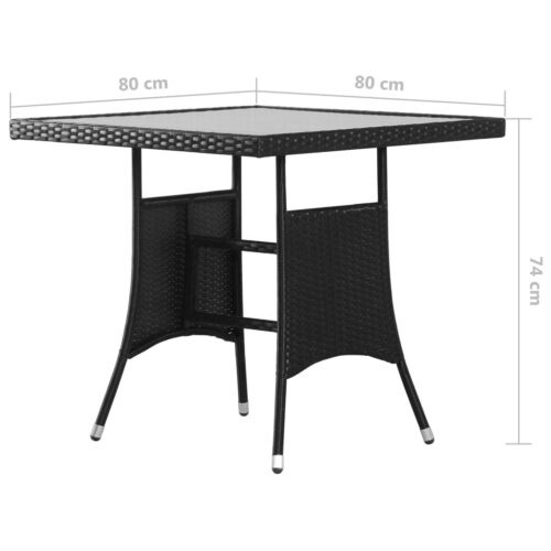 3-Piece Outdoor Dining Set Garden Patio Bistro Chairs Table Setting Rattan Black - Image 8