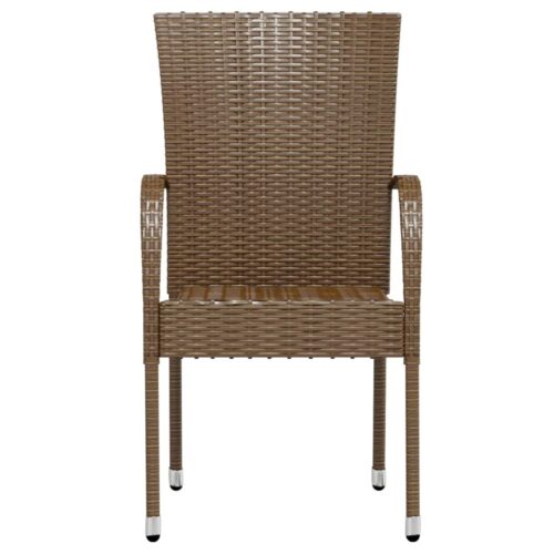 3-Piece Garden Dining Set Poly Rattan Wicker Outdoor Patio Furniture Brown - Image 3