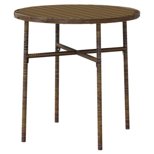 3-Piece Garden Dining Set Poly Rattan Wicker Outdoor Patio Furniture Brown - Image 4