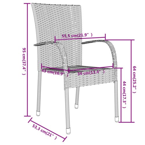3-Piece Garden Dining Set Poly Rattan Wicker Outdoor Patio Furniture Brown - Image 7