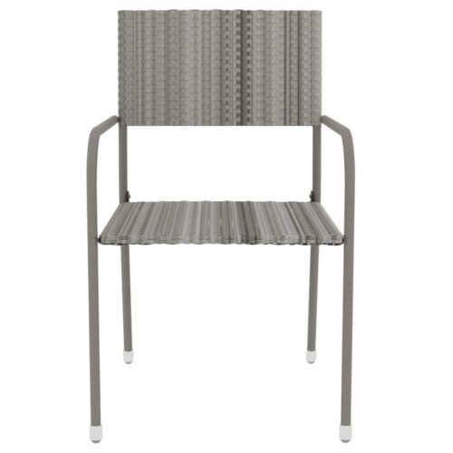 3-Piece Garden Dining Set Poly Rattan Wicker Outdoor Patio Furniture Grey - Image 3