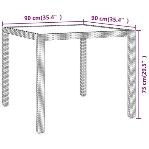 3-Piece Garden Dining Set Poly Rattan Wicker Outdoor Patio Furniture Grey - Image 6