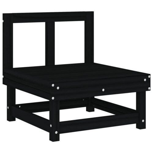 Middle Sofa with Cushions Black Solid Wood Pine - Image 6