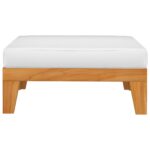 Sectional Footrest with Cream White Cushion Solid Acacia Wood