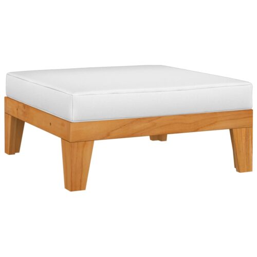Sectional Footrest with Cream White Cushion Solid Acacia Wood - Image 2