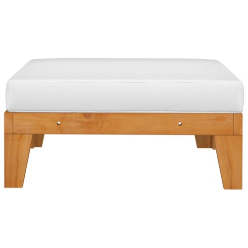 Sectional Footrest with Cream White Cushion Solid Acacia Wood - Image 3