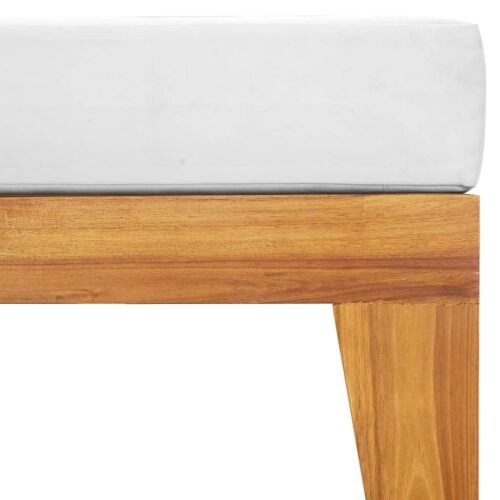 Sectional Footrest with Cream White Cushion Solid Acacia Wood - Image 4