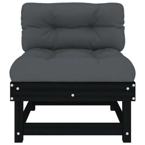 Middle Sofas with Cushions 2pcs Black Solid Wood Pine - Image 5