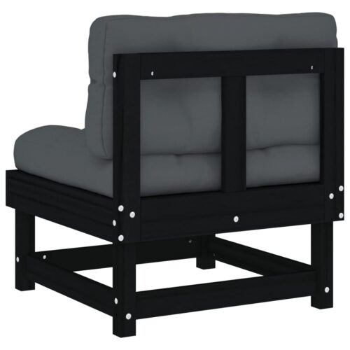 Middle Sofas with Cushions 2pcs Black Solid Wood Pine - Image 7