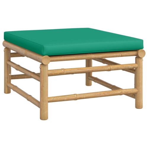 3-Piece Garden Lounge Set with Green Cushions Bamboo - Image 5