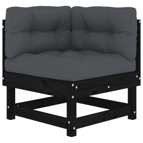 Corner Sofas with Cushions 2pcs Black Solid Wood Pine - Image 4