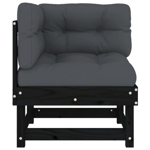 Corner Sofas with Cushions 2pcs Black Solid Wood Pine - Image 5