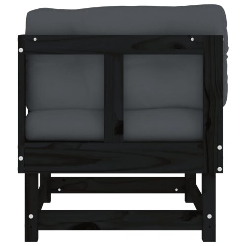 Corner Sofas with Cushions 2pcs Black Solid Wood Pine - Image 6