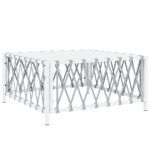 Garden Table White 70x70x34cm Woven Fabric