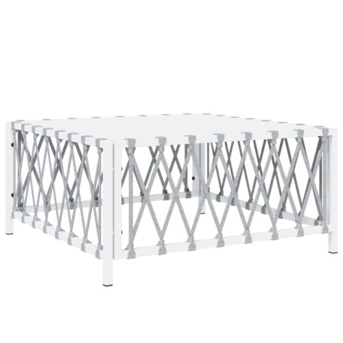 Garden Table White 70x70x34cm Woven Fabric