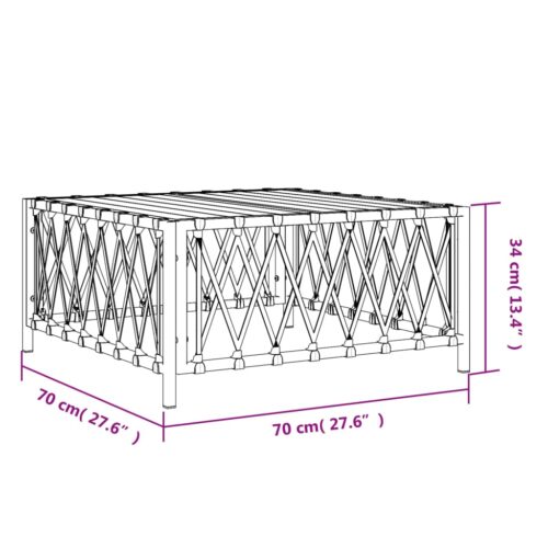 Garden Table White 70x70x34cm Woven Fabric - Image 5