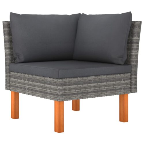 3-Piece Garden Lounge Set Poly Rattan Solid Eucalyptus Wood - Image 4